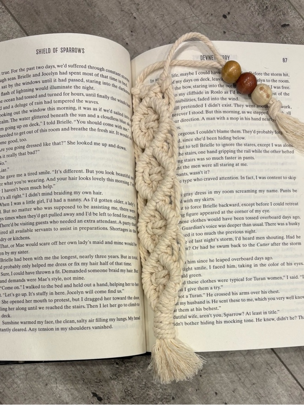 Handmade Macramé Tassel Bookmark with Wooden Beads - Natural (Made to order)